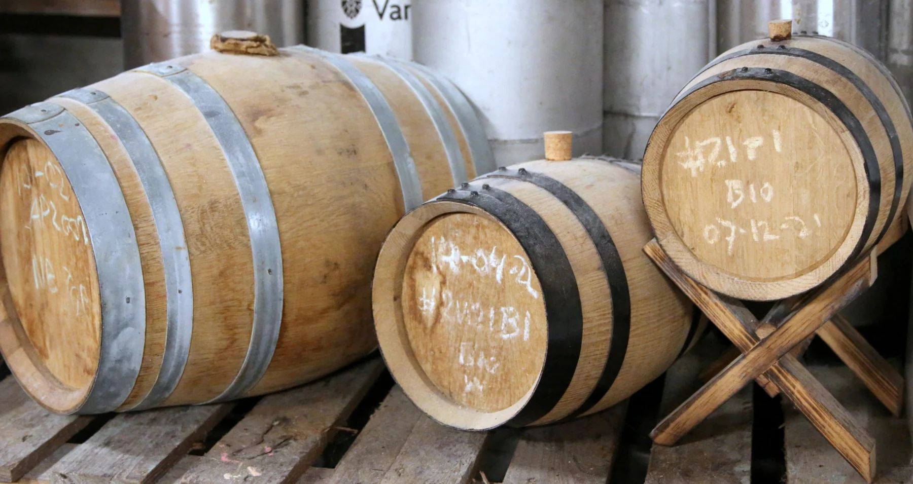 Oak casks at Chaam Distilleries